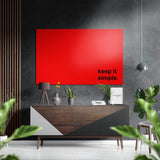 « Keep It Simple » en noir sur panneau rouge tableau mural en aluminium brossé Dibond - 60x39 cm