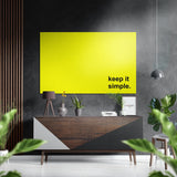 „Keep It Simple“ in leuchtendem Gelb, fett Gebürstetes Aluminium-Dibond Wandbild - 60x39 cm