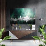Emerald Mist City Skyline Brushed Aluminum Dibond Wall Art - 60x39 cm