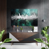 Skyline riflesso turchese quadro in alluminio spazzolato Dibond - 60x39 cm