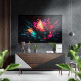 Blooming Color Explosion Brushed Aluminum Dibond Wall Art - 60x39 cm