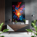 Feurige Pulverexplosion Gebürstetes Aluminium-Dibond Wandbild - 60x39 cm