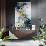 Inchiostro marmorizzato blu navy e oro quadro in alluminio spazzolato Dibond - 60x39 cm