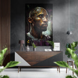 Atleta graffiti con colature di vernice quadro in alluminio spazzolato Dibond - 60x39 cm