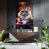 Cat King Brushed Aluminum Dibond Wall Art - 60x39 cm