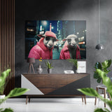 Sheeps tableau mural en aluminium dibond brossé - 60x39 cm