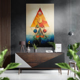 Geometria sacra, triangolo e sfere quadro in alluminio spazzolato Dibond - 60x39 cm
