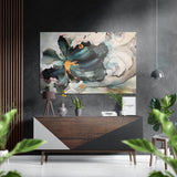 Fleur abstraite – tableau mural en aluminium Dibond brossé - 60x39 cm