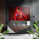 Maillot rouge numéro 7 vu de dos tableau mural en aluminium brossé Dibond - 60x39 cm