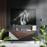 Cri de but en maillot rayé, monochrome tableau mural en aluminium brossé Dibond - 60x39 cm