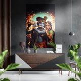 Radha Krishna Brushed Aluminium Dibond Wall Art - 60x39 cm