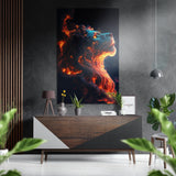 Fire Lion – cuadro de aluminio Dibond cepillado - 60x39 cm