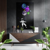 Les ballons de l'astronaute, tableau mural en aluminium Dibond brossé - 60x39 cm