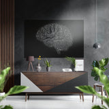 Binärcode-Gehirn auf Schwarz Gebürstetes Aluminium-Dibond Wandbild - 60x39 cm