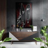 Weiße Linien-Gesichter mit roten Kratzern Gebürstetes Aluminium-Dibond Wandbild - 60x39 cm