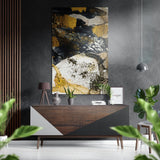 Goldener Marmor Wandbild auf gebürstetem Aluminium-Dibond - 60x39 cm