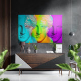 Bustes classiques arc-en-ciel néon tableau mural en aluminium brossé Dibond - 60x39 cm