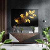 Feuilles dorées – Tableau mural en aluminium Dibond brossé - 60x39 cm