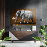 Elefante grigio su fondo ambrato quadro in alluminio spazzolato Dibond - 60x39 cm