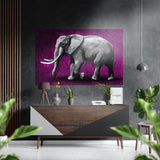 Grauer Elefant auf magentafarbenem Grund Gebürstetes Aluminium-Dibond Wandbild - 60x39 cm