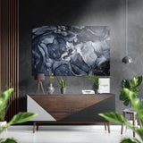 Marmo a gocce antracite e blu navy quadro in alluminio spazzolato Dibond - 60x39 cm