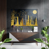 Golden Forest Brushed Aluminium Dibond Wall Art - 60x39 cm