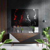 Teschio diviso in rosso e bianco quadro in alluminio spazzolato Dibond - 60x39 cm