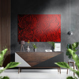Relief de roses embossées rouge tableau mural en aluminium brossé Dibond - 60x39 cm