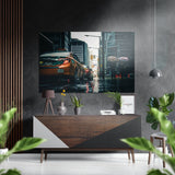 City Rush Wandbild auf gebürstetem Aluminium-Dibond - 60x39 cm