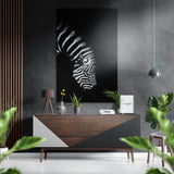 Dark Shadow Zebra Profile Portrait Brushed Aluminium Dibond Wall Art - 60x39 cm