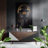 Frau mit goldenem Perlenkopfschmuck Gebürstetes Aluminium-Dibond Wandbild - 60x39 cm