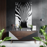 Muso di zebra frontale in primo piano quadro in alluminio spazzolato Dibond - 60x39 cm