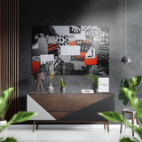 Collage de magazine rouge et noir tableau mural en aluminium brossé Dibond - 60x39 cm