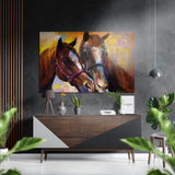 Horses Brushed Aluminium Dibond Wall Art - 60x39 cm
