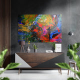 Impasto Rainbow Paint Strokes Brushed Aluminium Dibond Wall Art - 60x39 cm