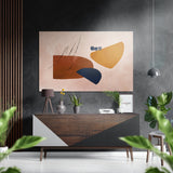 Terracotta And Mustard Organic Shapes Brushed Aluminium Dibond Wall Art - 60x39 cm