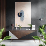 Navy Blob Gold Line Loops Abstract Brushed Aluminium Dibond Wall Art - 60x39 cm