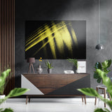 Pennellata gialla su nero quadro in alluminio spazzolato Dibond - 60x39 cm