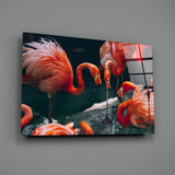 Flamingos Glass Wall Art.