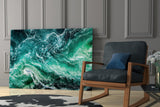 Green Waves Glass Wall Art.