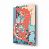 Orange Brushstroke Figure Glass Wall Art - 72x46 cm