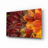 Orange Leaves Glass Wall Art.
