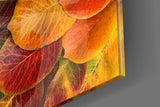 Orange Leaves Glass Wall Art.