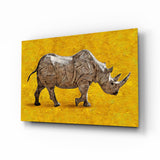 Rinoceronte Giallo Oro quadro in vetro - 72x46 cm