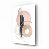 Blush Navy Gold Ring Dots Glass Wall Art - 72x46 cm
