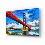Ponte Golden Gate Dipinto a Impasto quadro in vetro - 72x46 cm