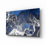 Royal Blue White Ink Glass Wall Art - 72x46 cm