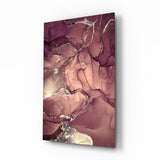 Mauve Pink Gold Veins Glass Wall Art - 72x46 cm