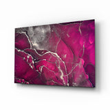 Fuchsia-Silber Marmor-Tinte Glasbild - 72x46 cm