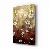 Pannello Ramo Fiorito Ambra Marrone quadro in vetro - 72x46 cm
